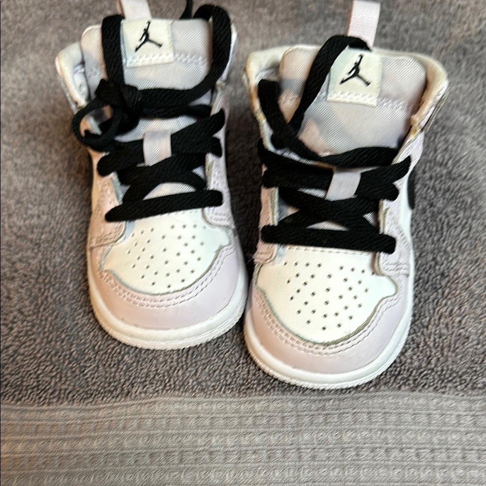 Jordan White and Black High-Top Sneakers